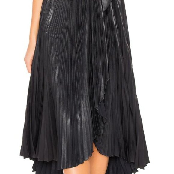 A.L.C. Eleanor Pleated High-Waist Midi Skirt in Midnight Colorway Size 2 - Picture 7 of 11